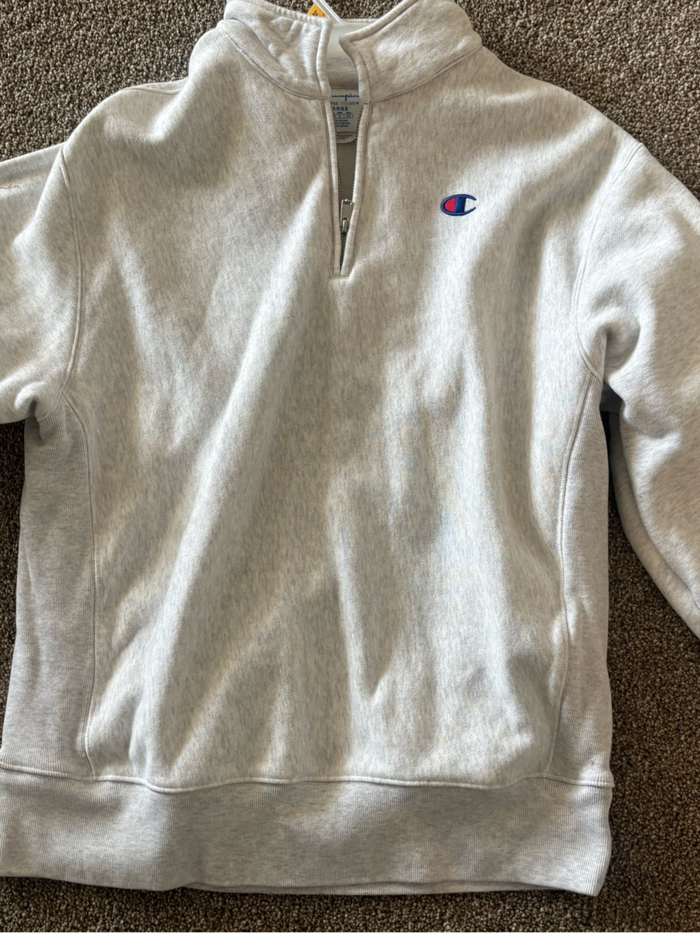 Champion Light Gray Quarter-Zip Pullover with Logo women xl